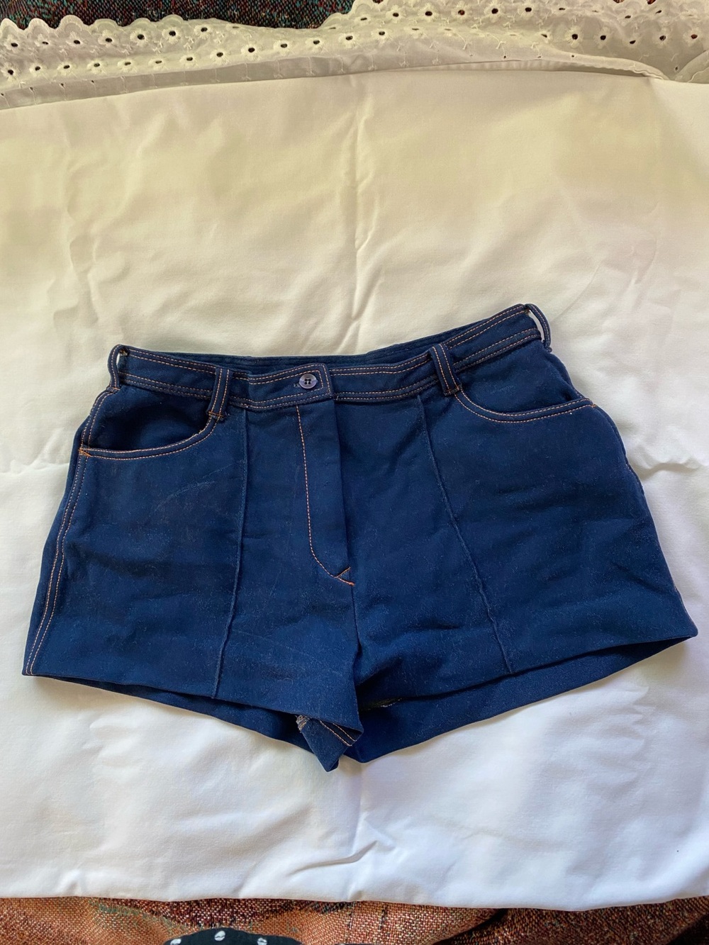 Vintage Navy Blue High-Rise Jean Shorts